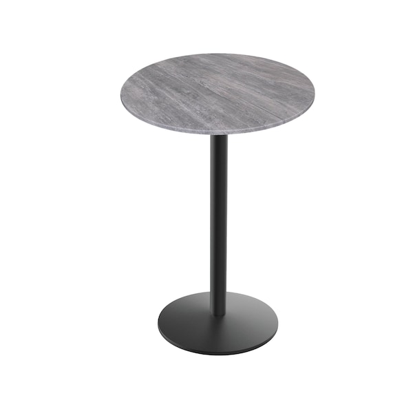 42 Tall OD214 Black Table Base w22 Diameter foot and 32 Diameter Greystone Top, IndoorOutdoor